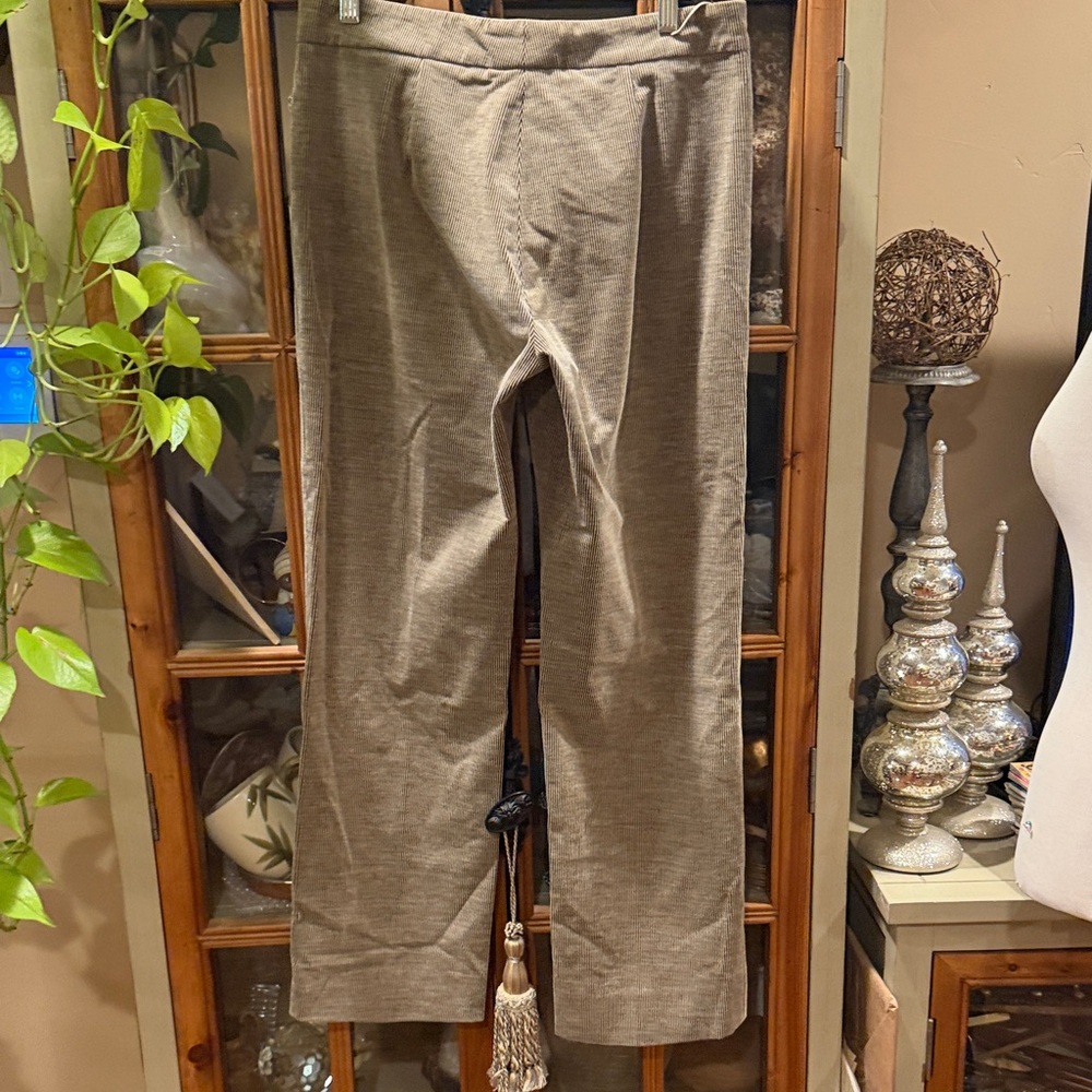 Elegant Women's brushes cotton pin strip Gray Pants - Picture 4 of 8